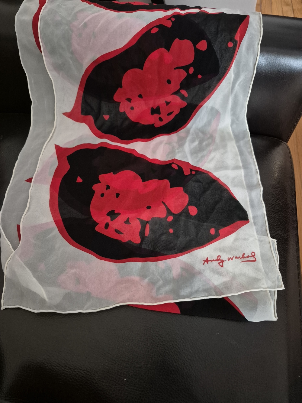Andy Warhol Red & Black Silk Scarf - Designer Artistic Wrap